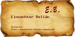 Einvachter Belián névjegykártya
